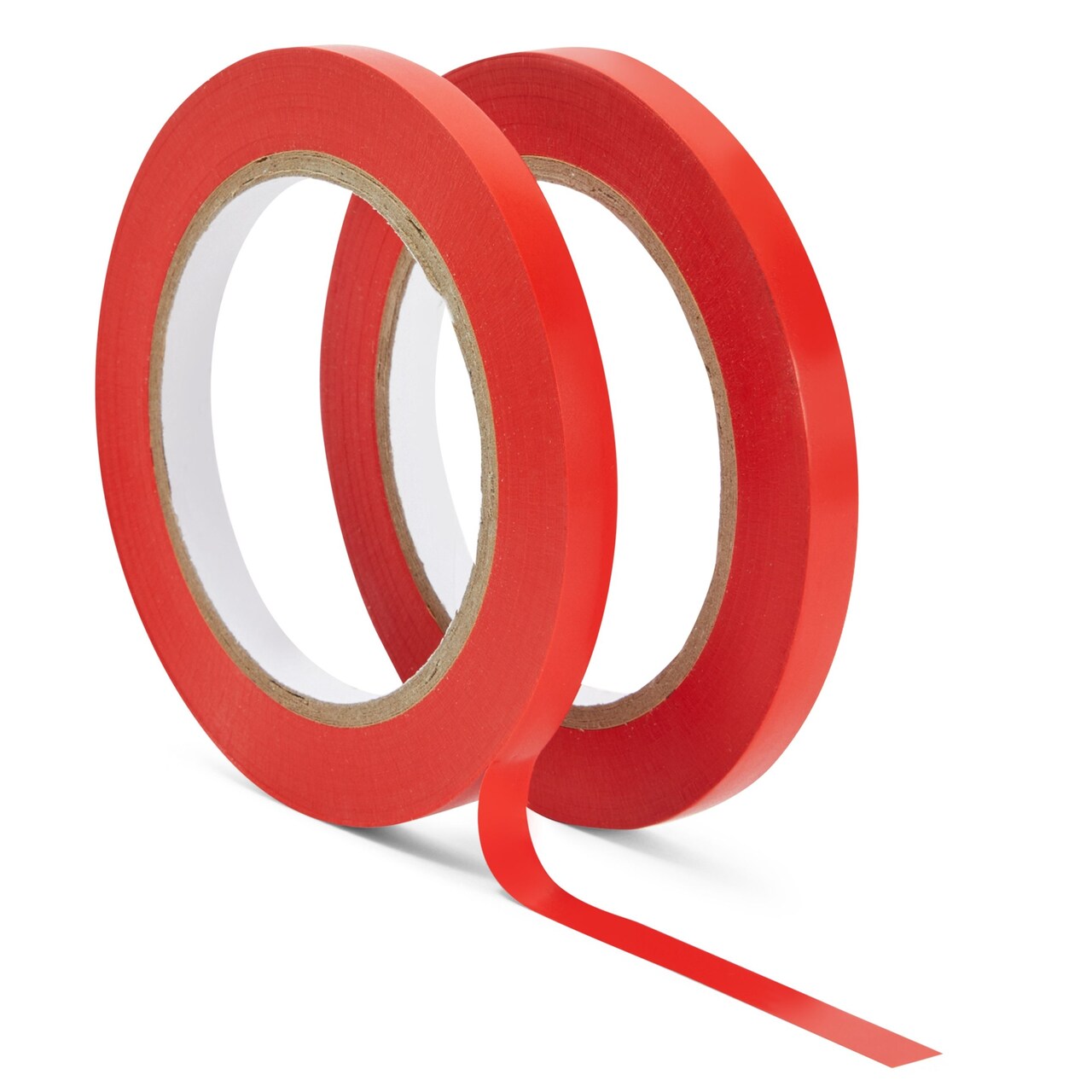 2 Rolls Vinyl Pinstripe Fine Line Tape, 3/8-Inch Wide by 36-Yards Long Each, Gym Floor Tape for Marking Warehouse Grid Lines (72 Yards Total, Red)
